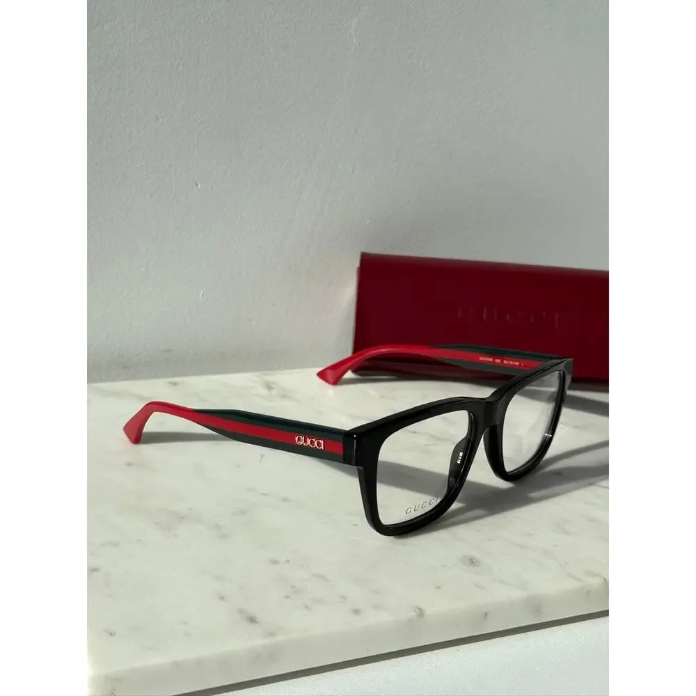 NEW Gucci GG1870O Black Striped Temple Eyeglasses Frames